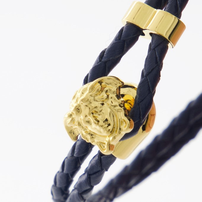 Bijoux Bracelet en cuir tressé Versace Bleu Homme