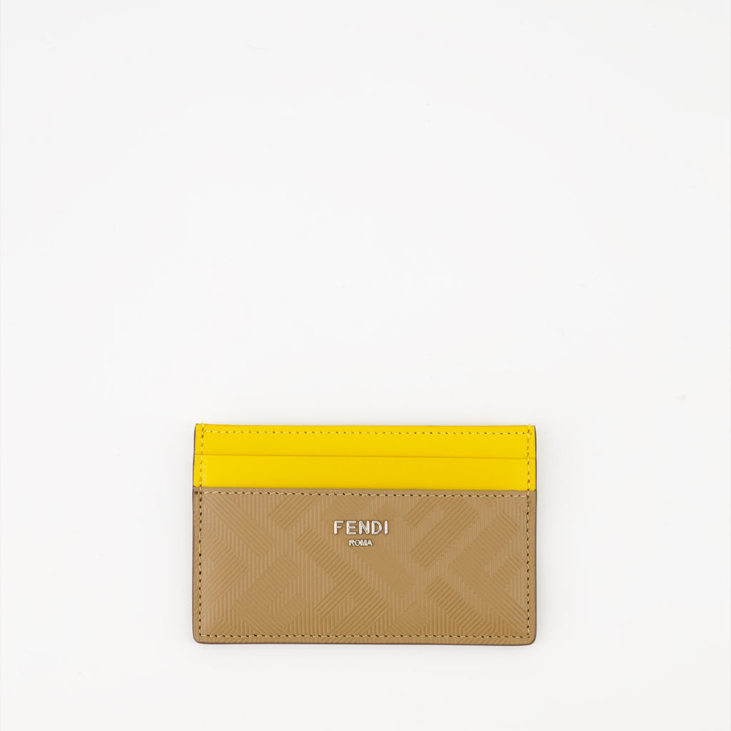Small leather goods Porte-cartes en cuir Fendi Shadow Fendi Beige Homme
