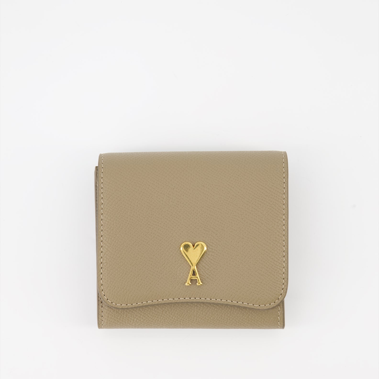 Small leather goods Ami de Coeur compact wallet Ami PARIS Beige Unisex