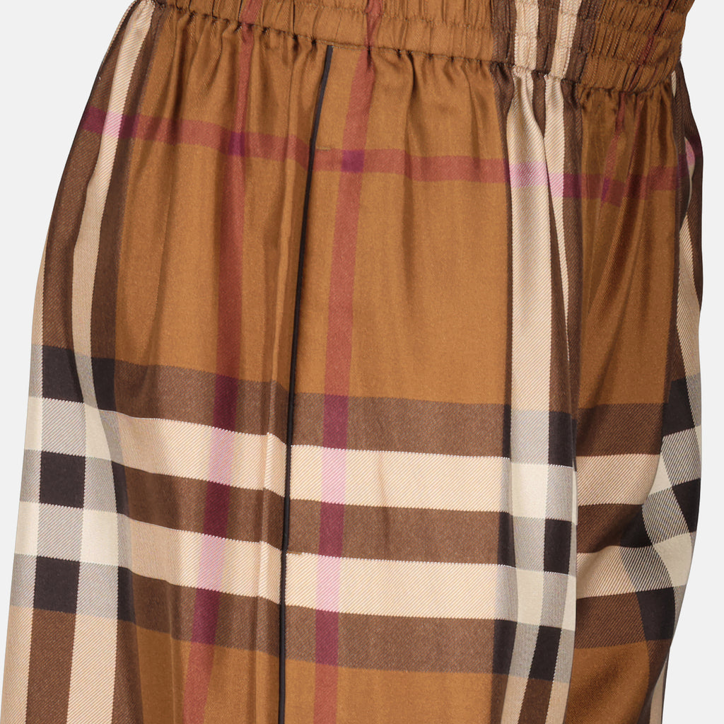팬츠 실크 팬츠 Burberry 갈색 Femme