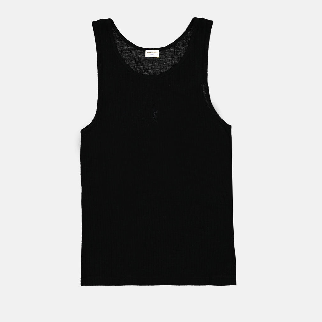 Camisetas Camiseta sin mangas con logo Saint Laurent Negro Homme