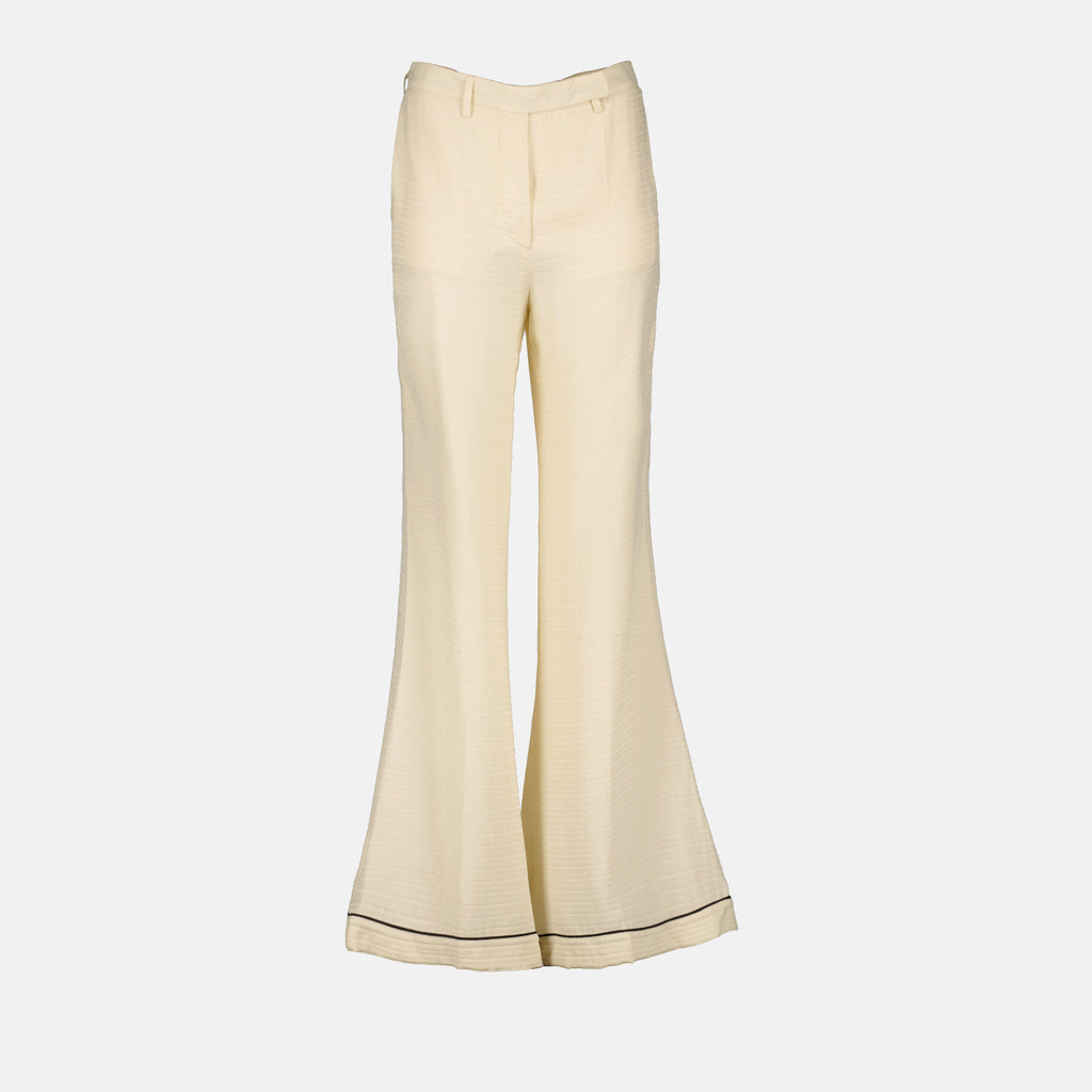Pantalones Pantalones de Seda Prada Beige Femme