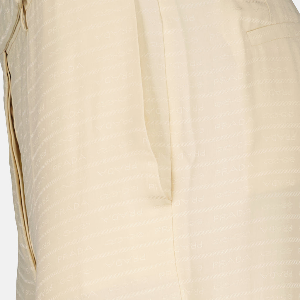 Pantalones Pantalones de Seda Prada Beige Femme