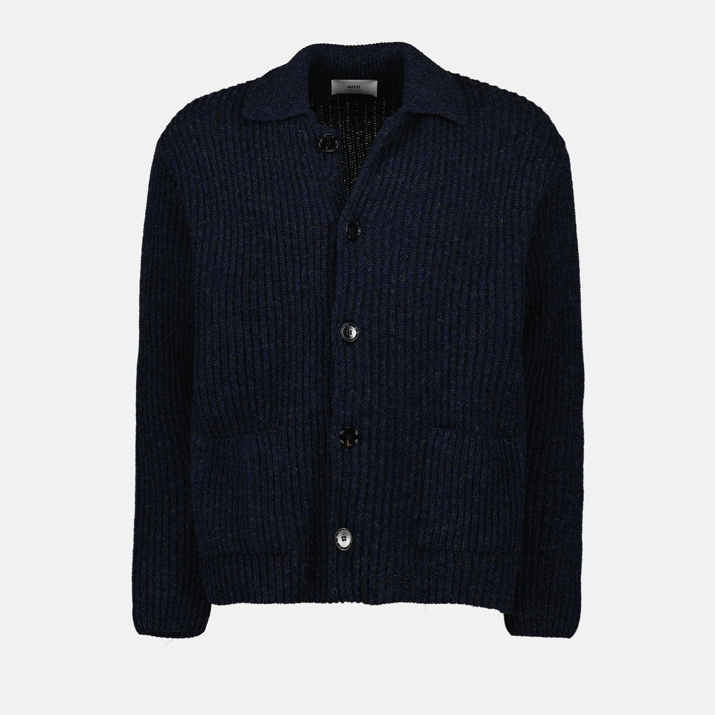 Maille Cardigan en maille Ami PARIS Bleu Homme