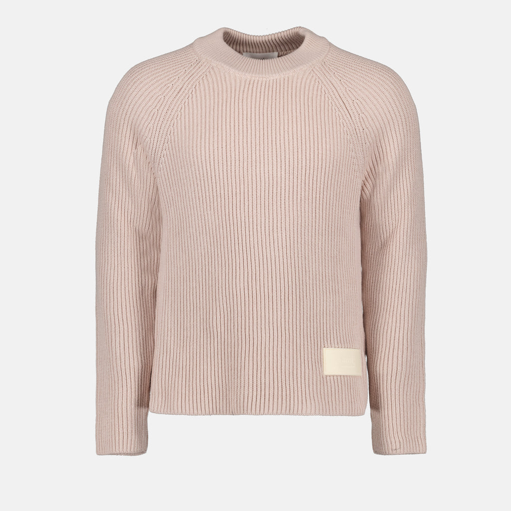Maille Pull à étiquette Ami PARIS Rose Homme