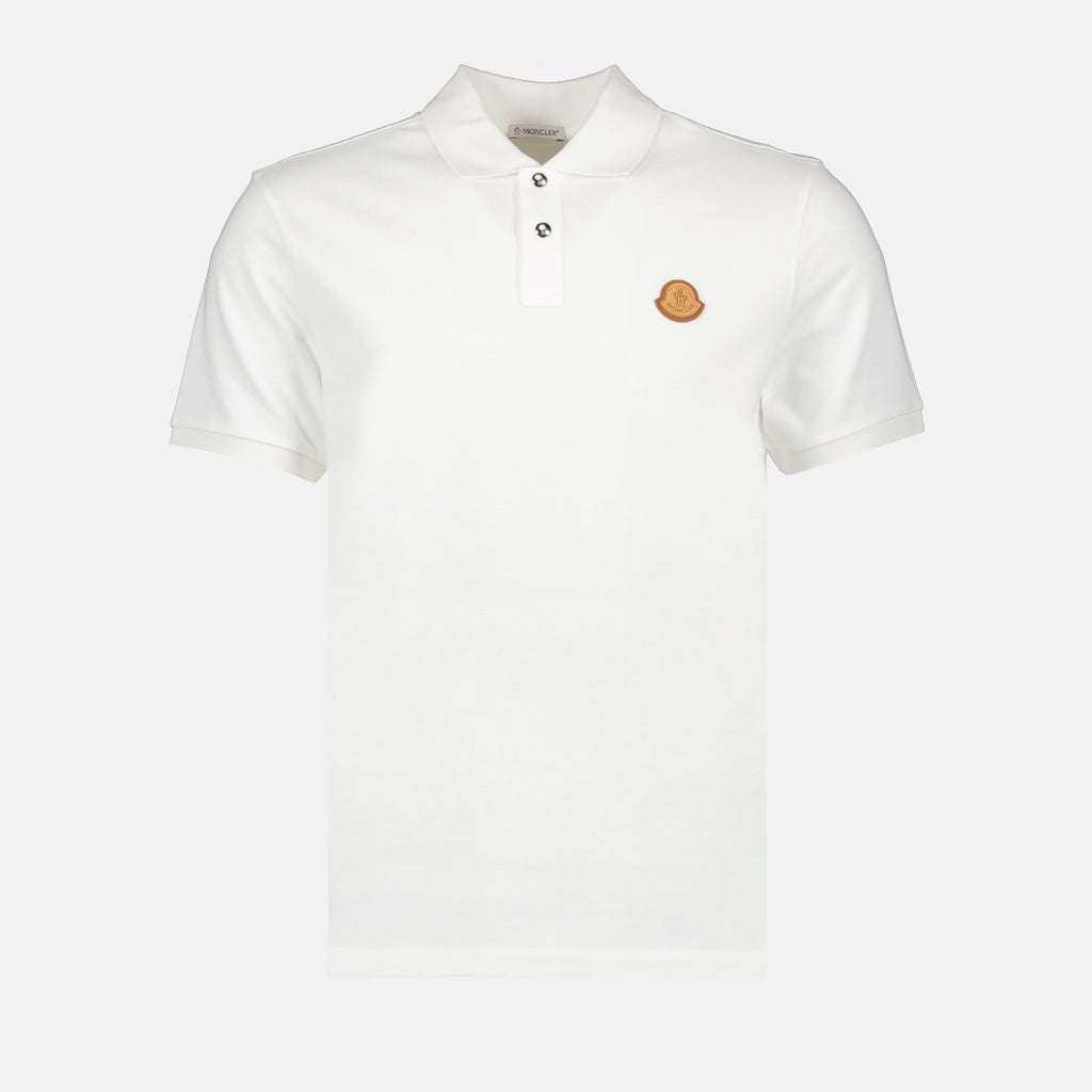 Polos Polo à logo en cuir Moncler Branco Homme