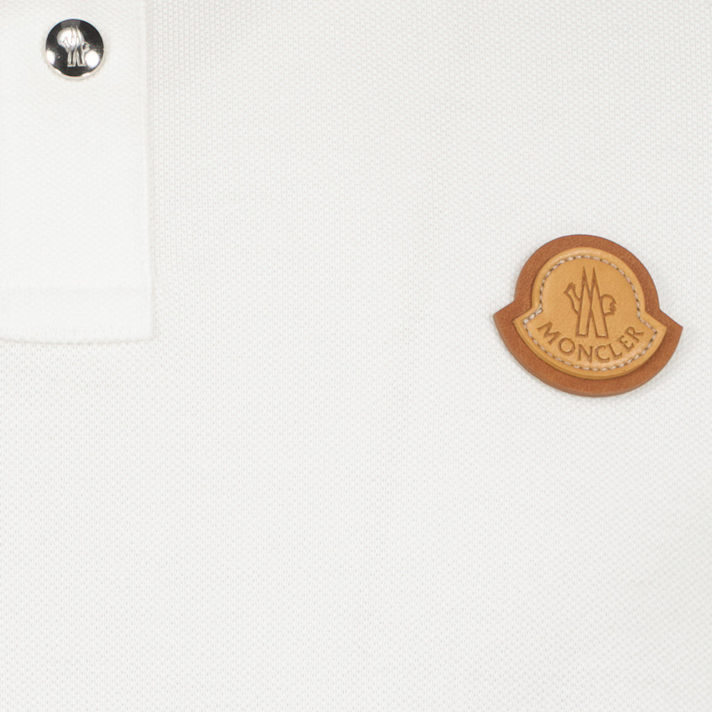 Polos Polo à logo en cuir Moncler Branco Homme