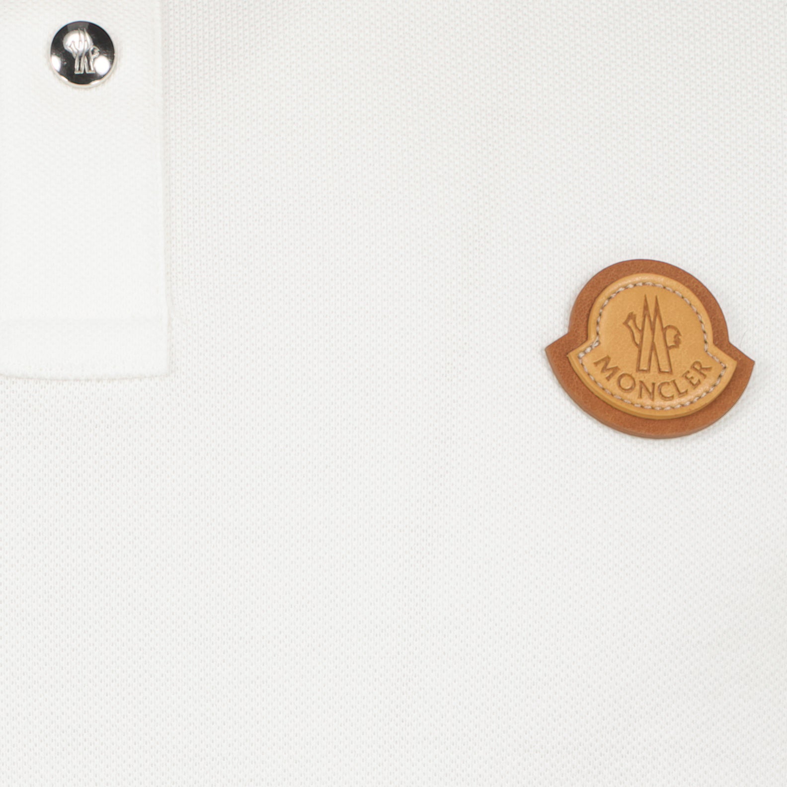 Polos Polo à logo en cuir Moncler Blanco Homme