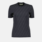 Camisetas T-shirt FF Fendi Gris Femme