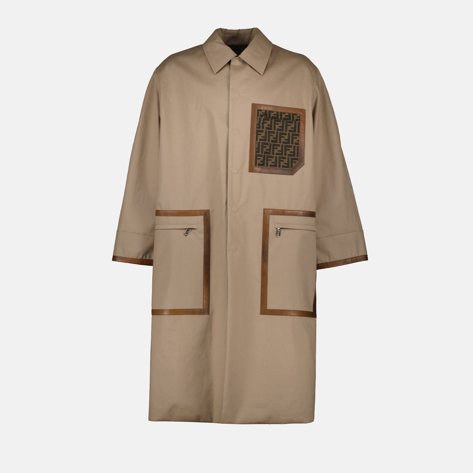 Coats Reversible Parka Fendi Beige Man