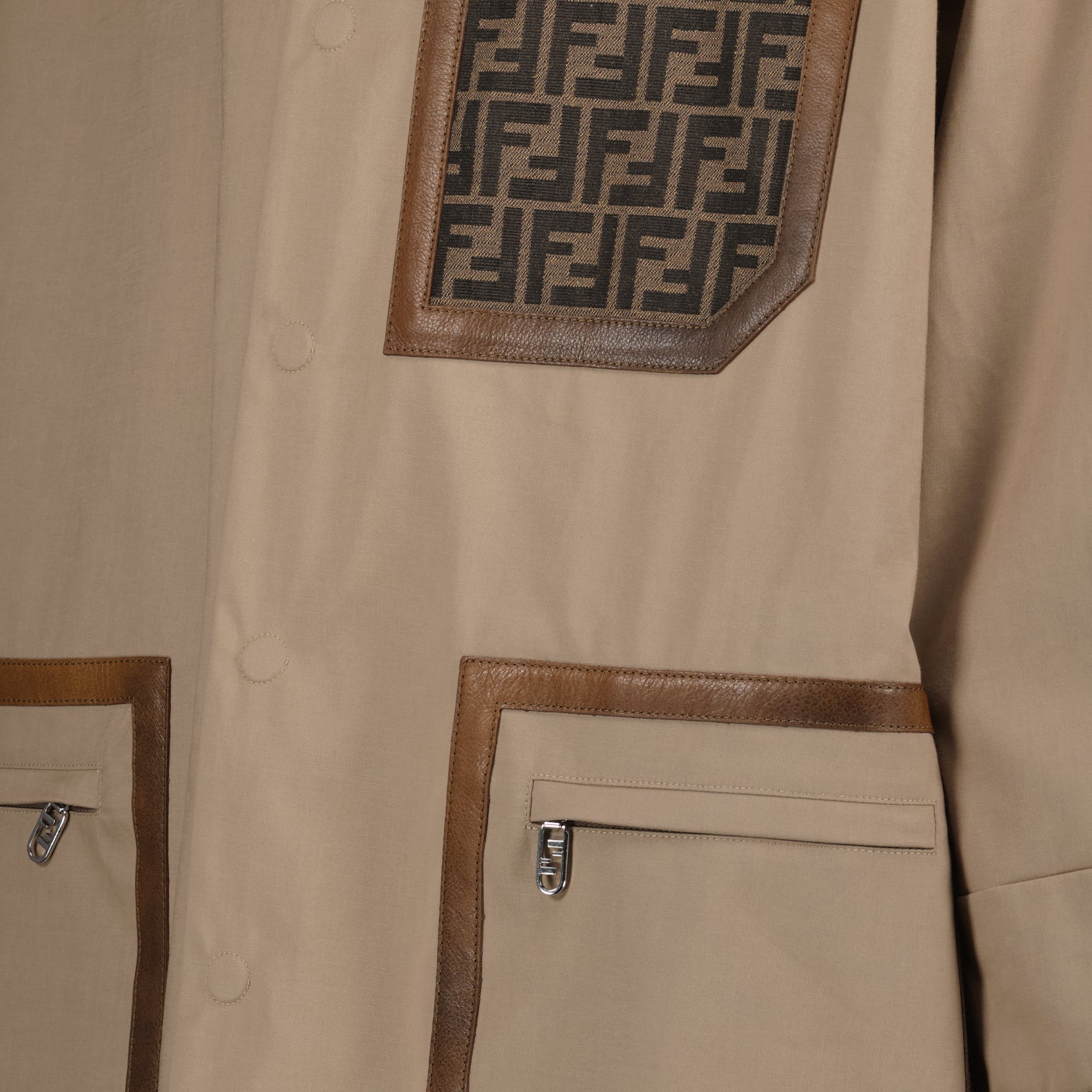 Coats Reversible Parka Fendi Beige Man