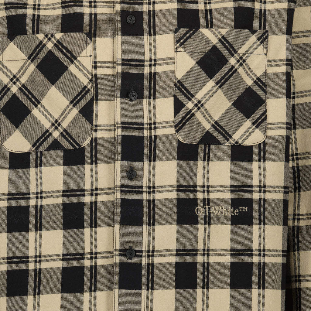 Camisas Chemise en flanelle Off-White Bege Homme