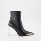 Boots Silver Heeled Ankle Boots Off-White Black Women