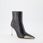 Boots Silver Heeled Ankle Boots Off-White Black Women