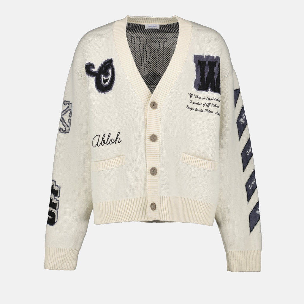 Maille Cardigan Moon Off-White Beige Homme