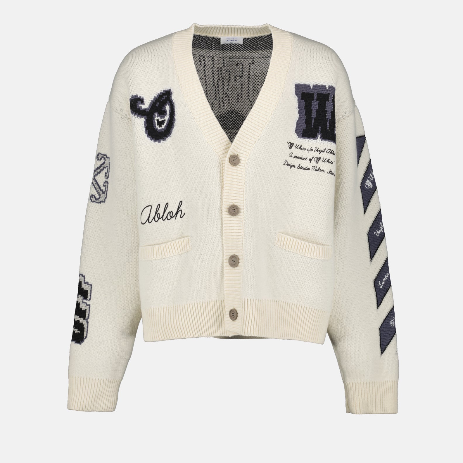 Maille Cardigan Moon Off-White Beige Homme