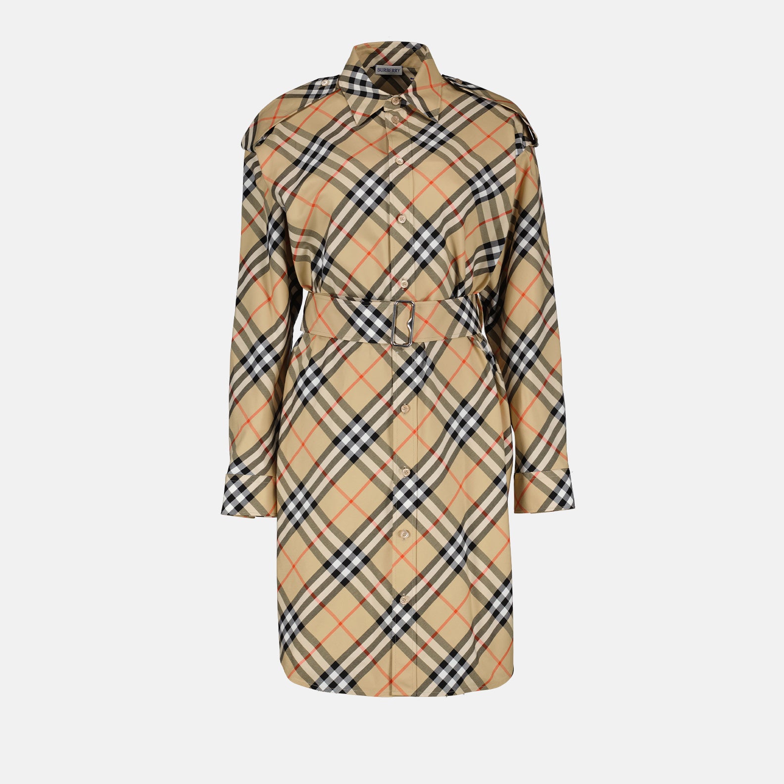 Robes Robe chemise à carreaux Burberry Beige Femme