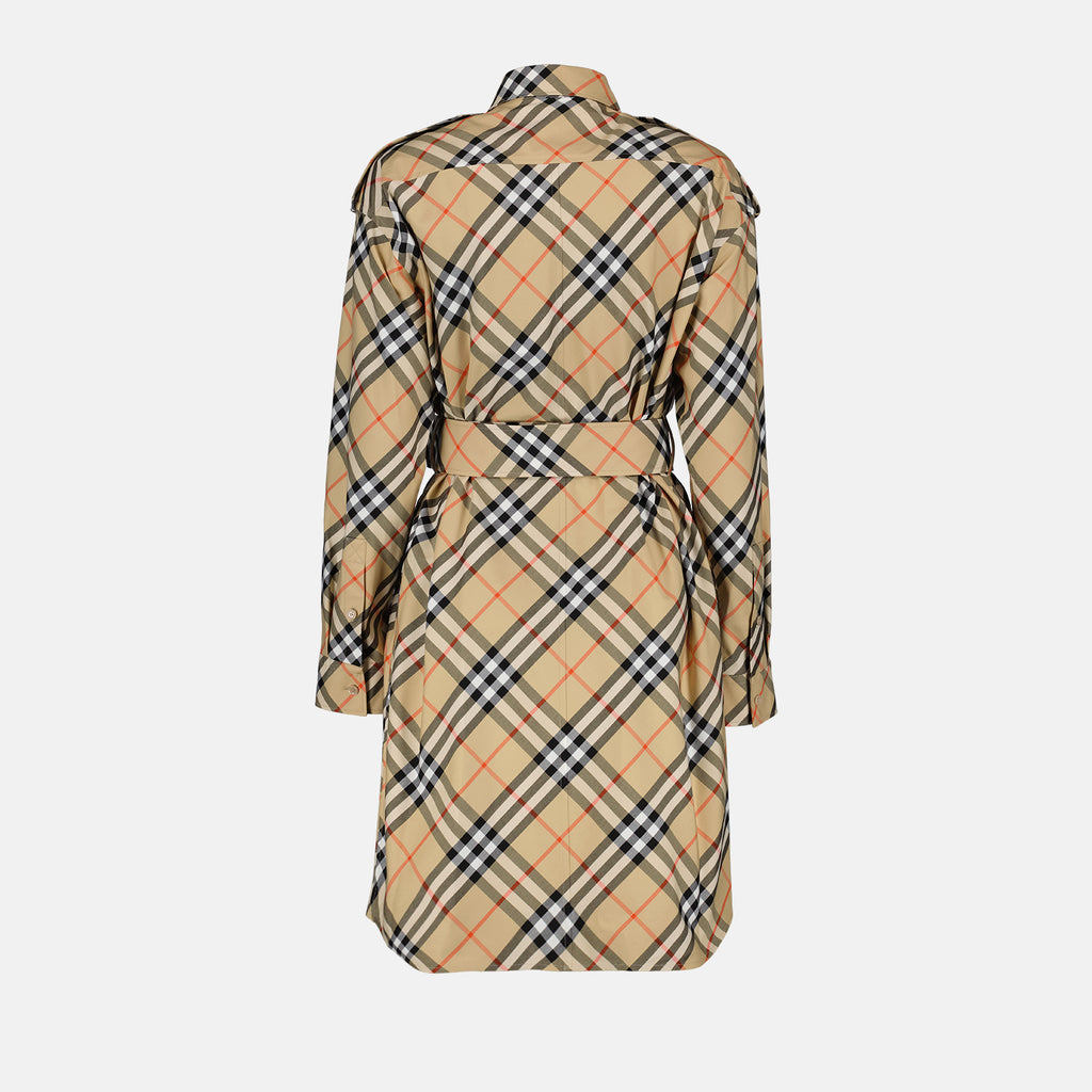 Robes Robe chemise à carreaux Burberry Beige Femme
