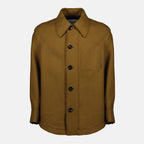Immagine dell'articolo giacca camicia in lana marrone del marchio Ami PARIS per Unisex - Stagione Autunno-Inverno 2025 - Vista Frontale
