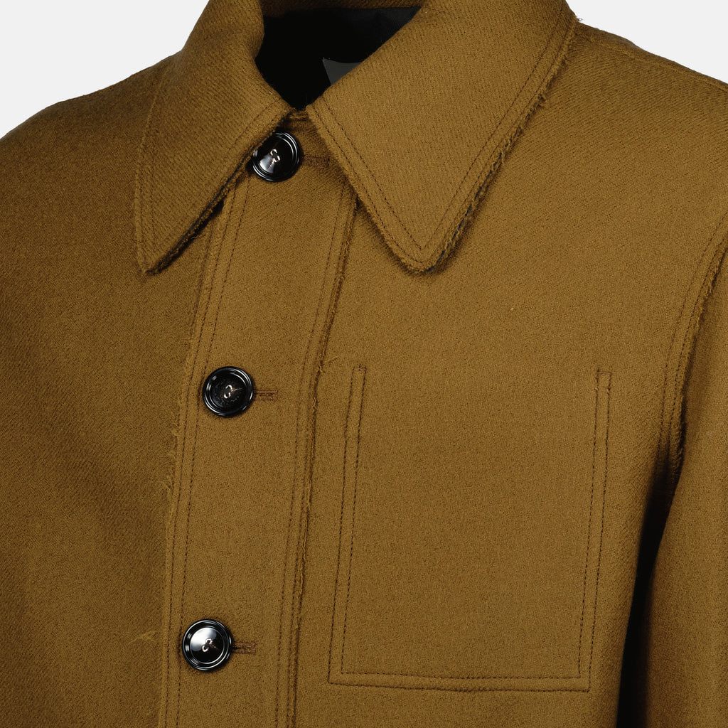 Immagine dell'articolo giacca camicia in lana marrone del marchio Ami PARIS per Unisex - Stagione Autunno-Inverno 2025 - Vista Dettagliata_2