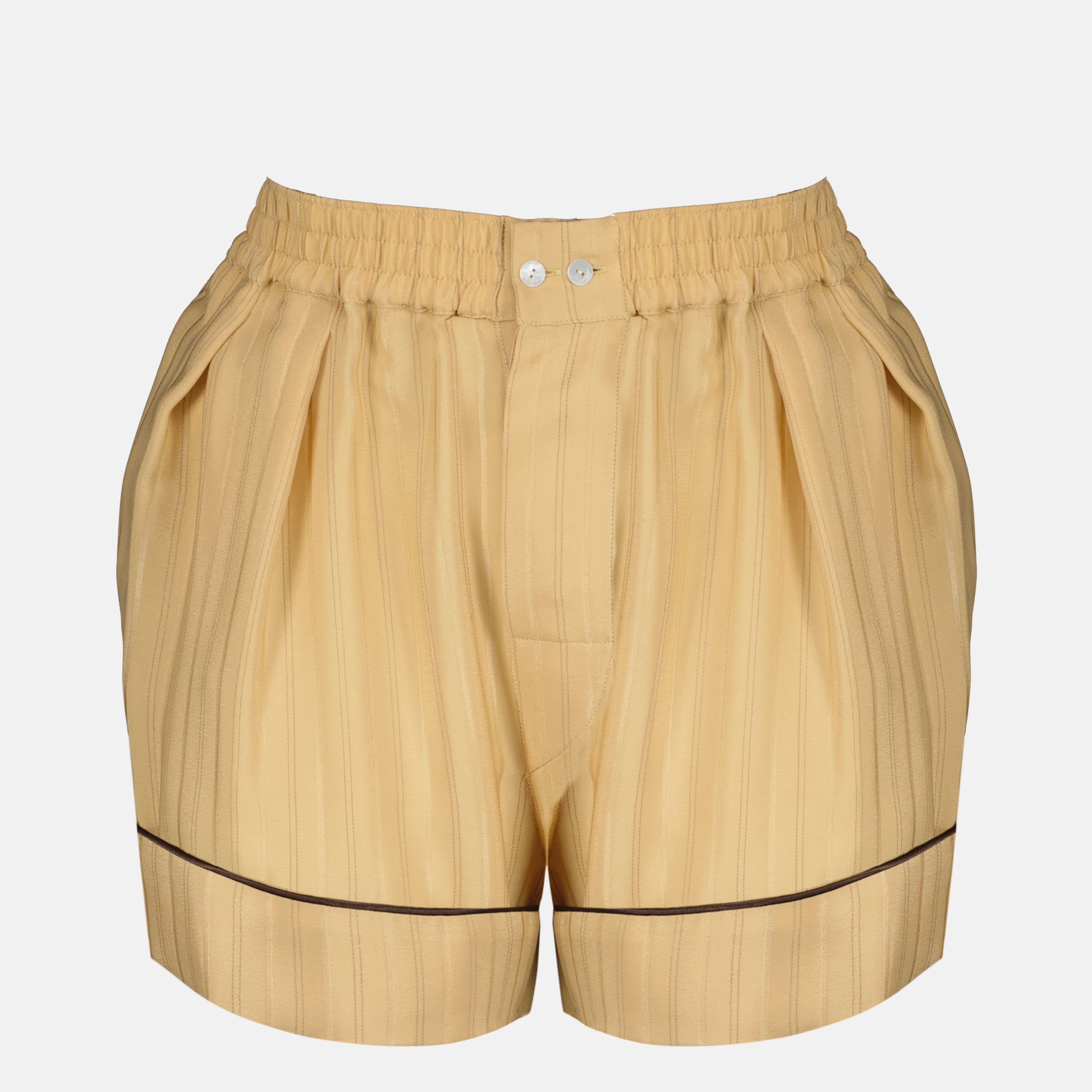 Image de l'article Short de pyjama en soie beige de la marque Saint Laurent pour Homme - Saison Printemps-Été 2026 - Vue de Face