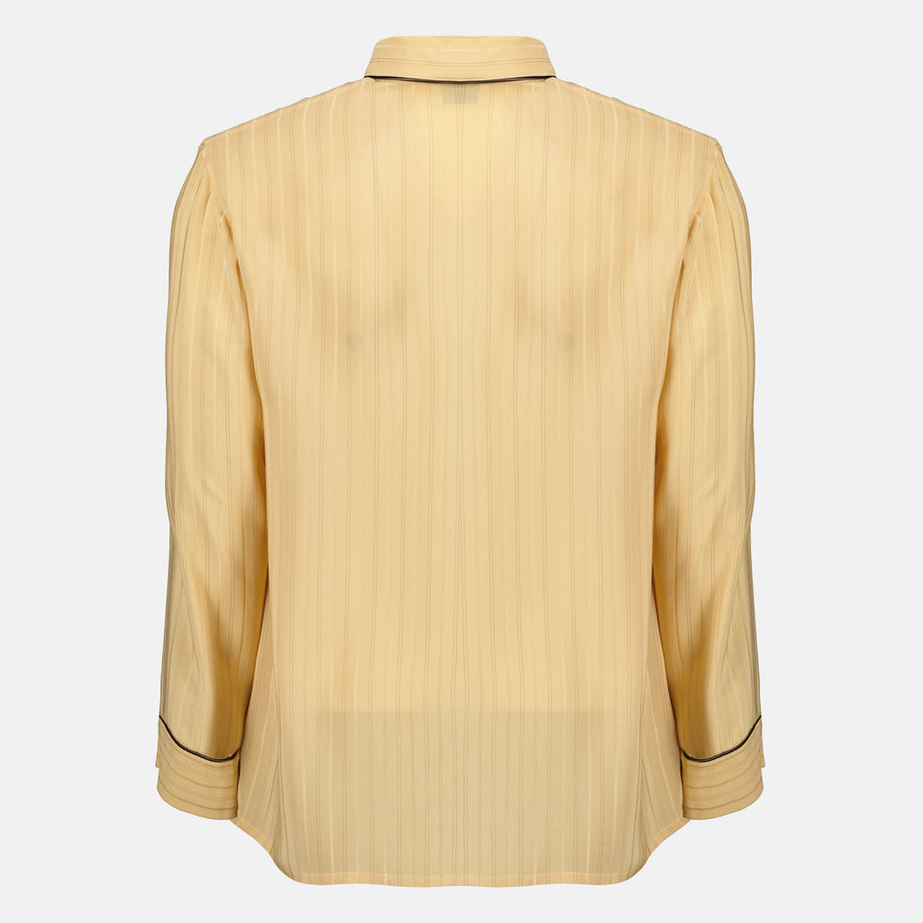 생 로랑 남성용 베이지 실크 파자마 상의 이미지 - 2026년 봄-여름 - 뒷면 보기