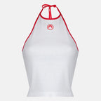 Tops 背中が開いたホワイトジャージートップ Marine Serre Blanc Femme