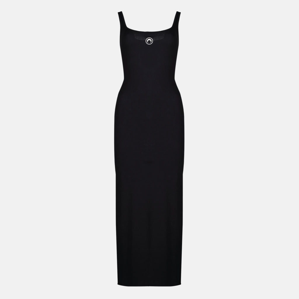 Robes Vestido Longo Preto em Algodão Marine Serre Noir Femme
