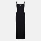 Robes Abito lungo in cotone nero Marine Serre Noir Femme