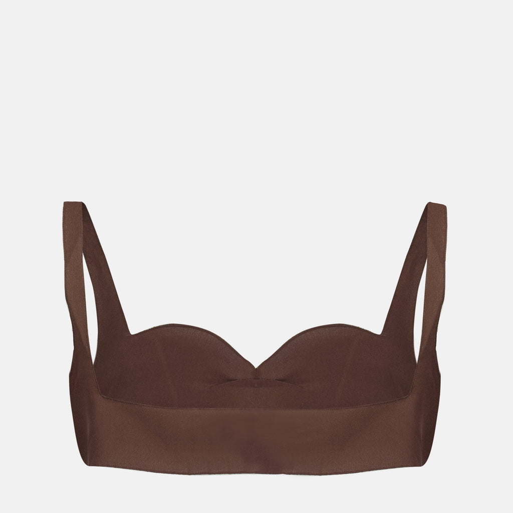 Tops Top em Crepe de Chine Castanho Prada Marron Femme