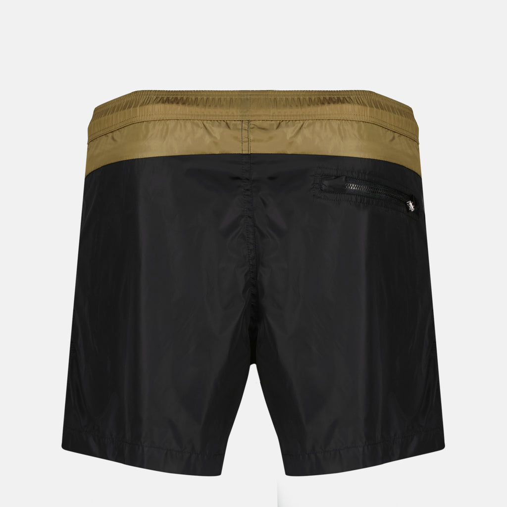 제품 이미지 몬클레ール 남성용 블랙과 카멜 이중 색상 수영복 - 2026년 봄-여름 - 뒷면 보기