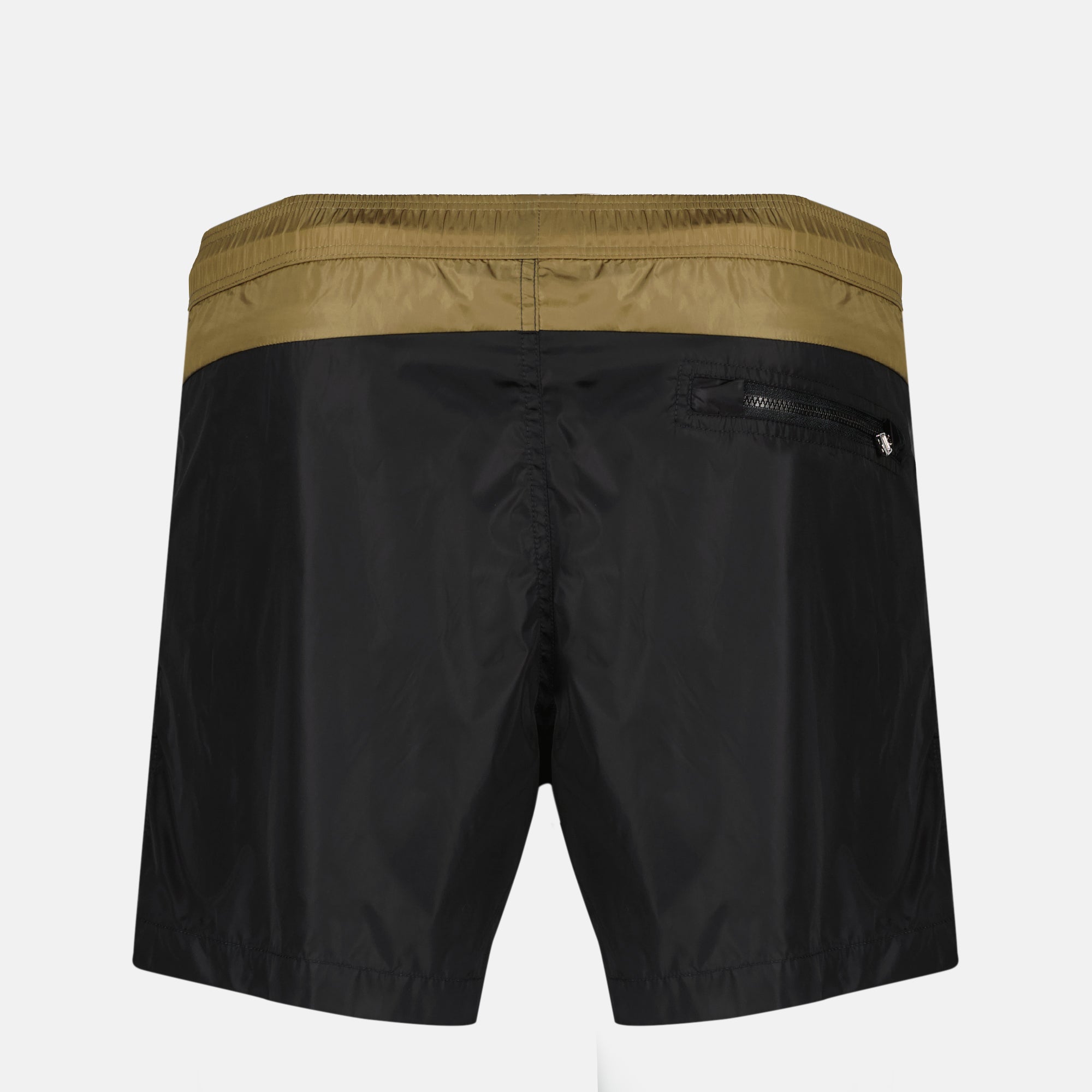 Image de l'article Maillot de bain bicolore noir et camel de la marque Moncler pour Homme - Saison Printemps-Été 2026 - Vue de Dos