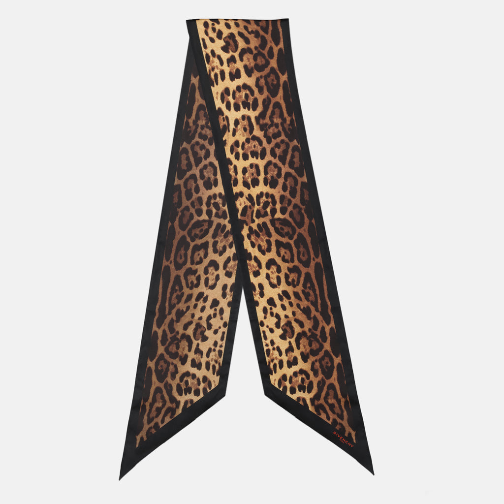 Écharpes, foulards et gants Maxi bandeau en soie imprimé léopard Givenchy Marron Femme