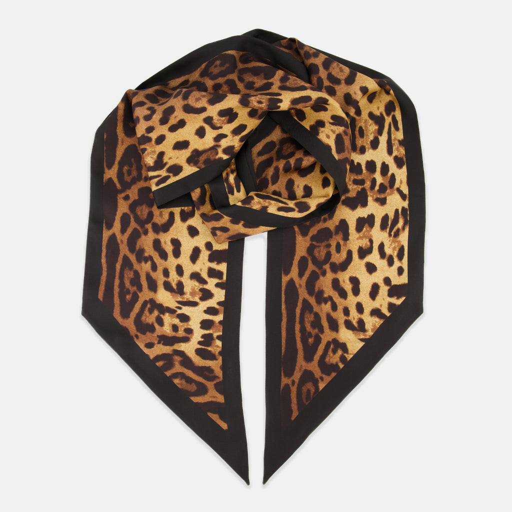 Écharpes, foulards et gants Maxi bandeau en soie imprimé léopard Givenchy Marron Femme