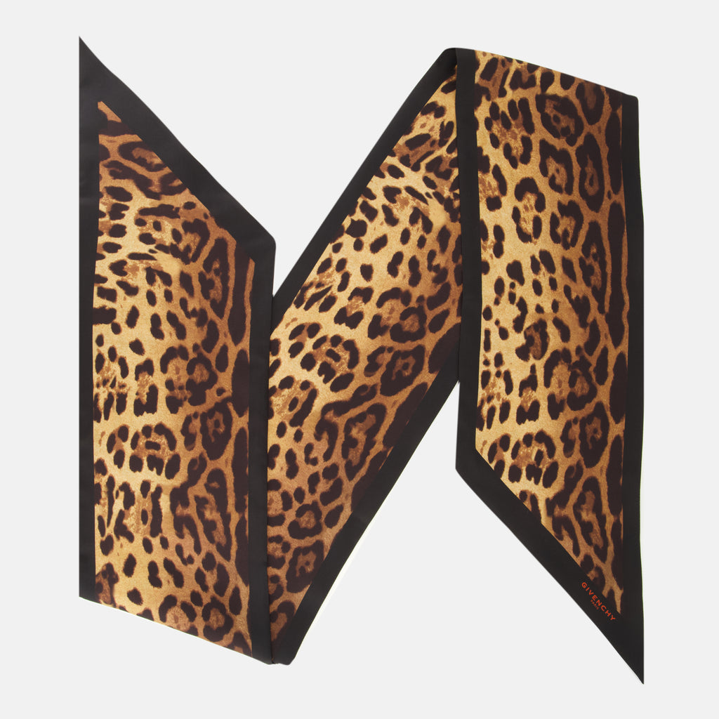 Écharpes, foulards et gants Maxi bandeau en soie imprimé léopard Givenchy Marron Femme
