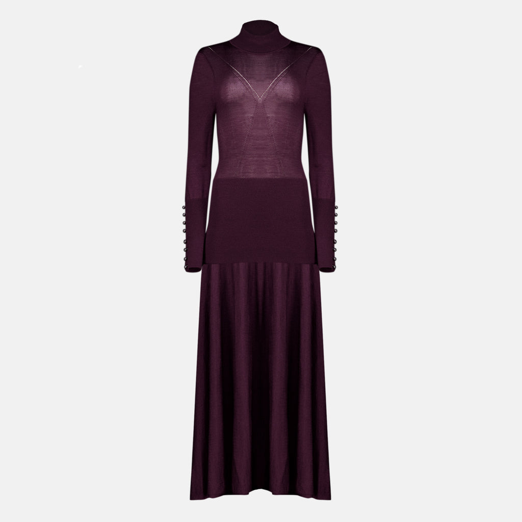 Robes Langes lila Wollkleid Rabanne Violet Femme