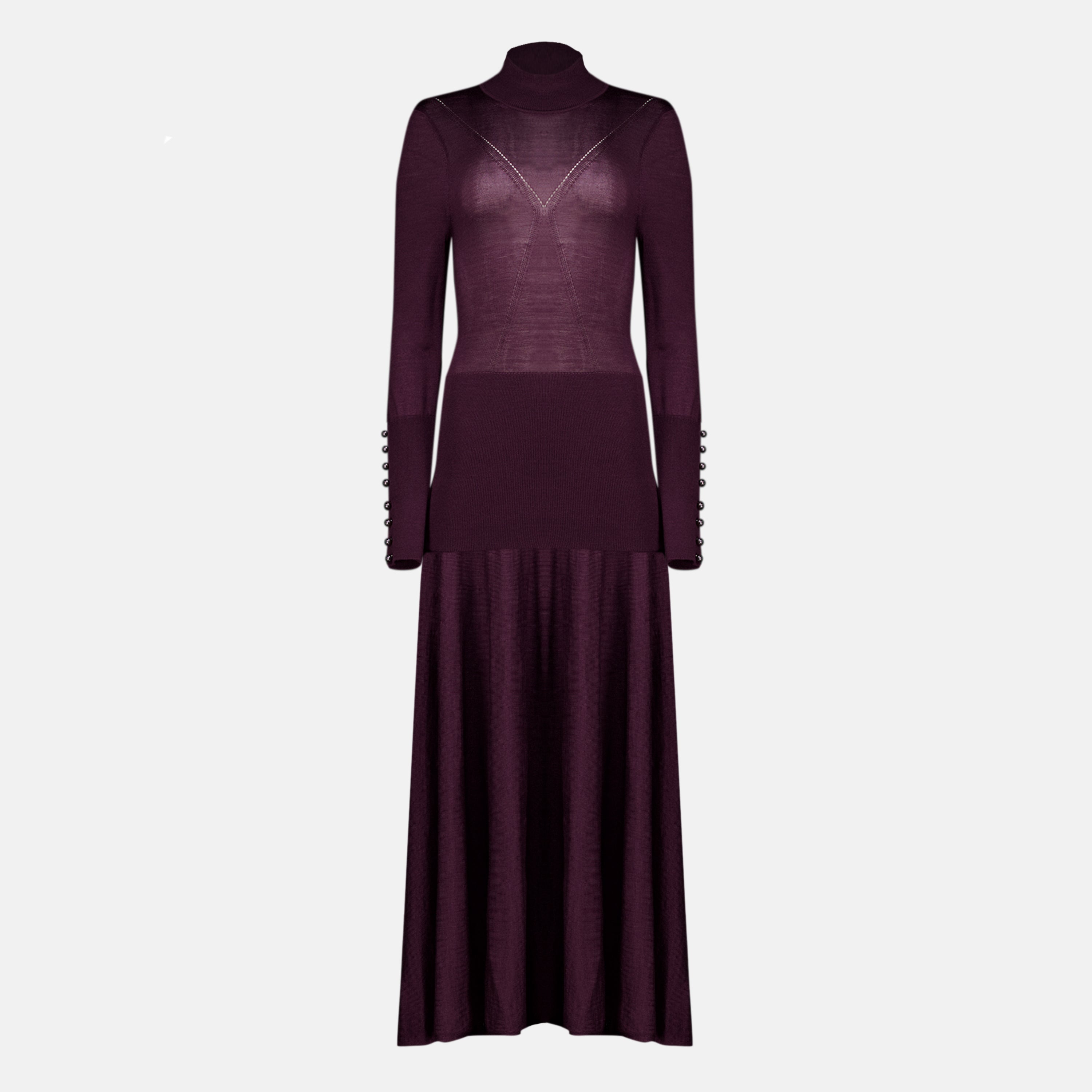 Robes Robe longue en laine aubergine Rabanne Violet Femme