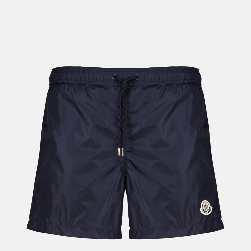 Beachwear Blaue Badeshorts mit schwarzem Logo Moncler Bleu foncé Homme