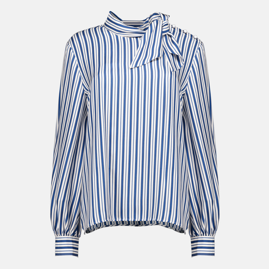 Chemises 青いストライプのシルクブラウス Max Mara Bleu Femme