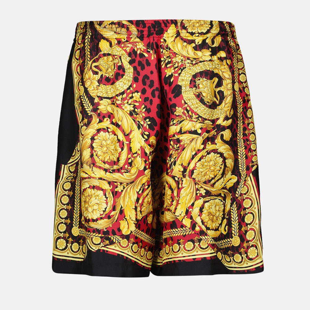쇼츠 Short en soie Barocco Versace 빨간색 Homme
