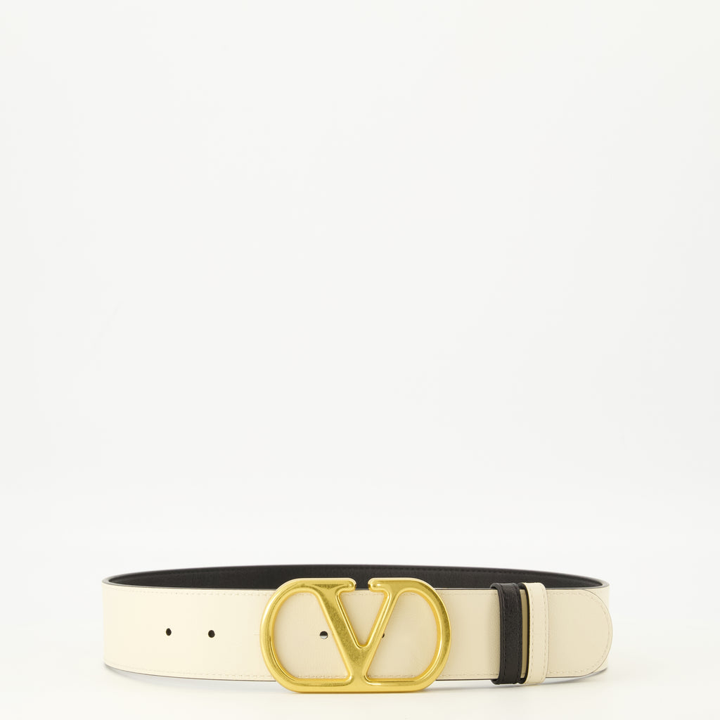 Ceintures Reversible VLogo Belt White and Black 40 mm Valentino Garavani Blanc Femme