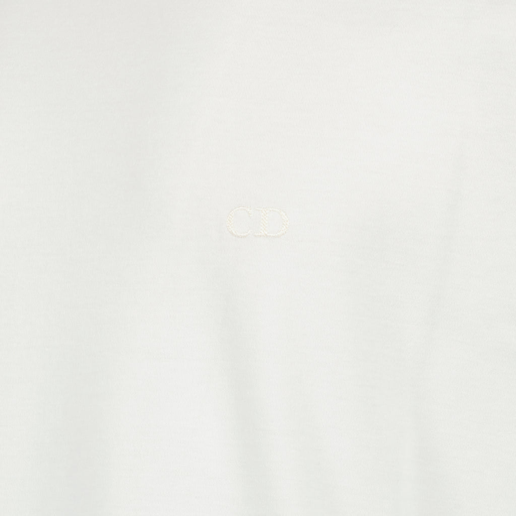T-shirts T-shirt Bianco in Cotone Ricamato CD Dior Blanc Homme