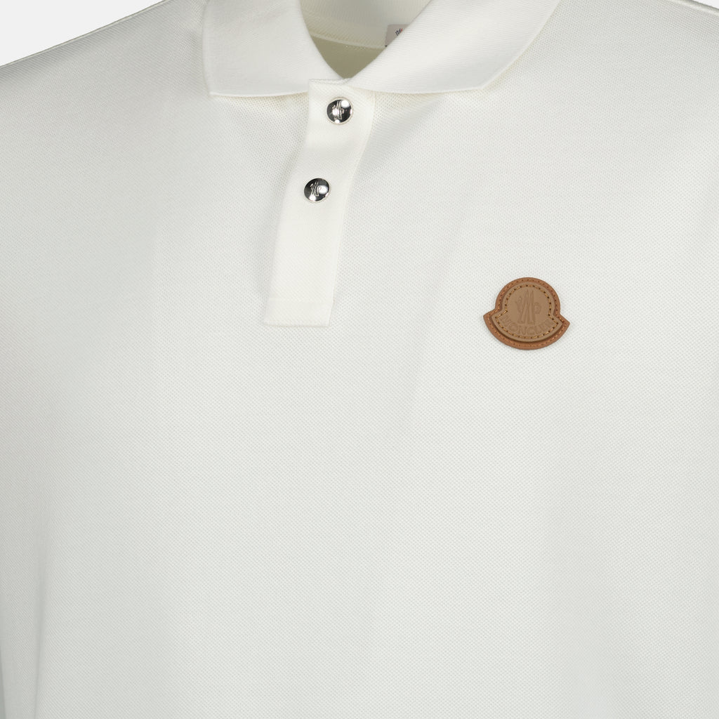 Image de l'article Polo en piqué de coton blanc de la marque Moncler pour Homme - Saison Printemps-Été 2026 - Vue détaillée_1