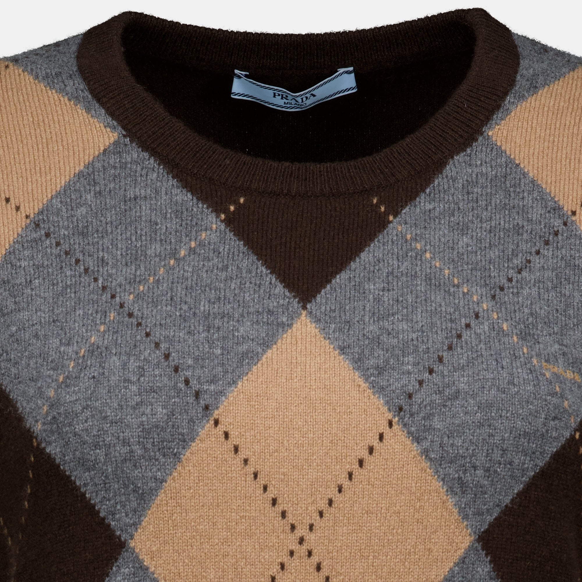Maille Pull manches courtes en laine Prada Marron Femme