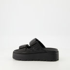 Sapatos abertos Mules de Couro Matelassé Prada Preto Femme
