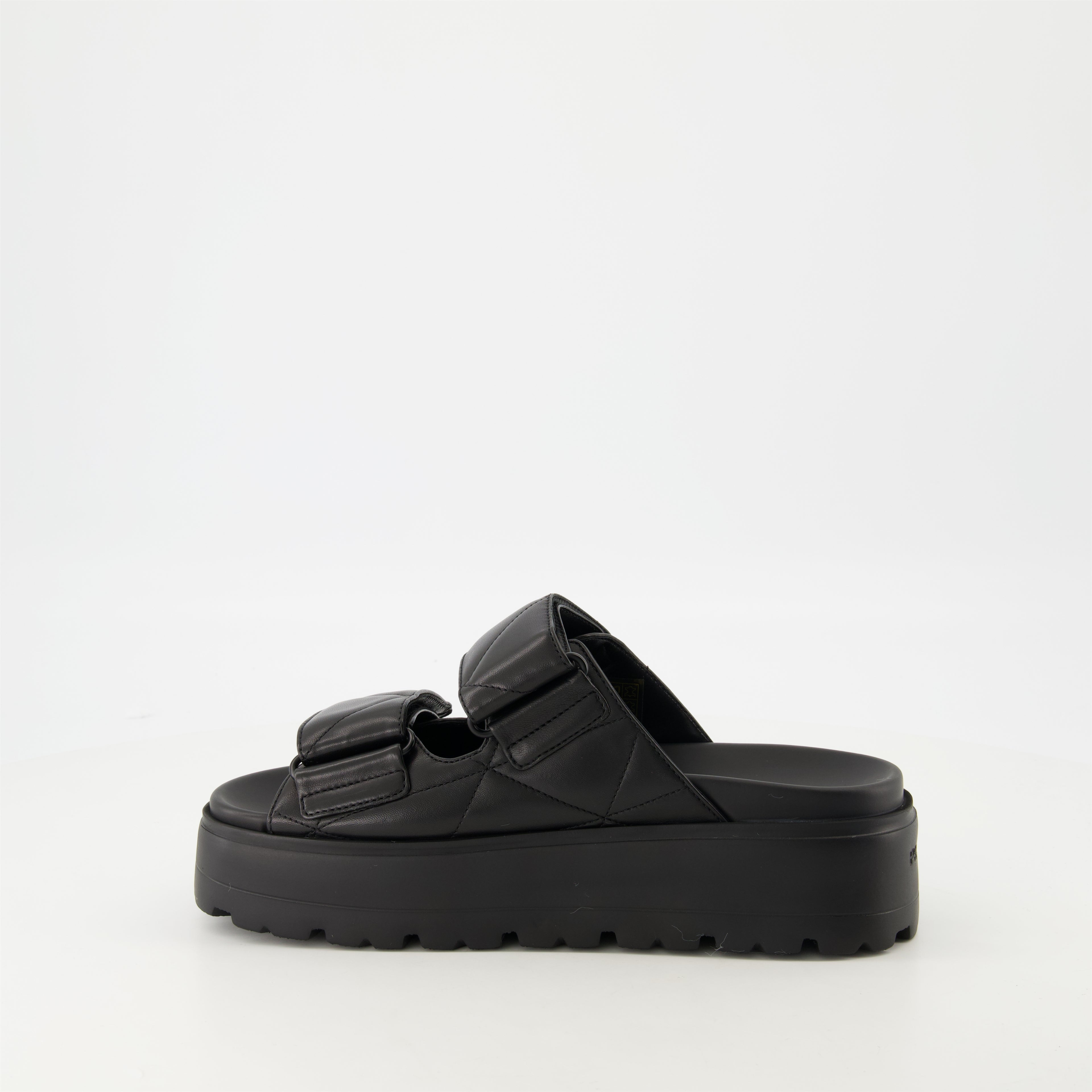 Zapatos abiertos Mules de Cuero Acolchadas Prada Negro Femme
