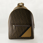 Zaini Chiodo Diagonal Backpack Fendi Marrone Homme