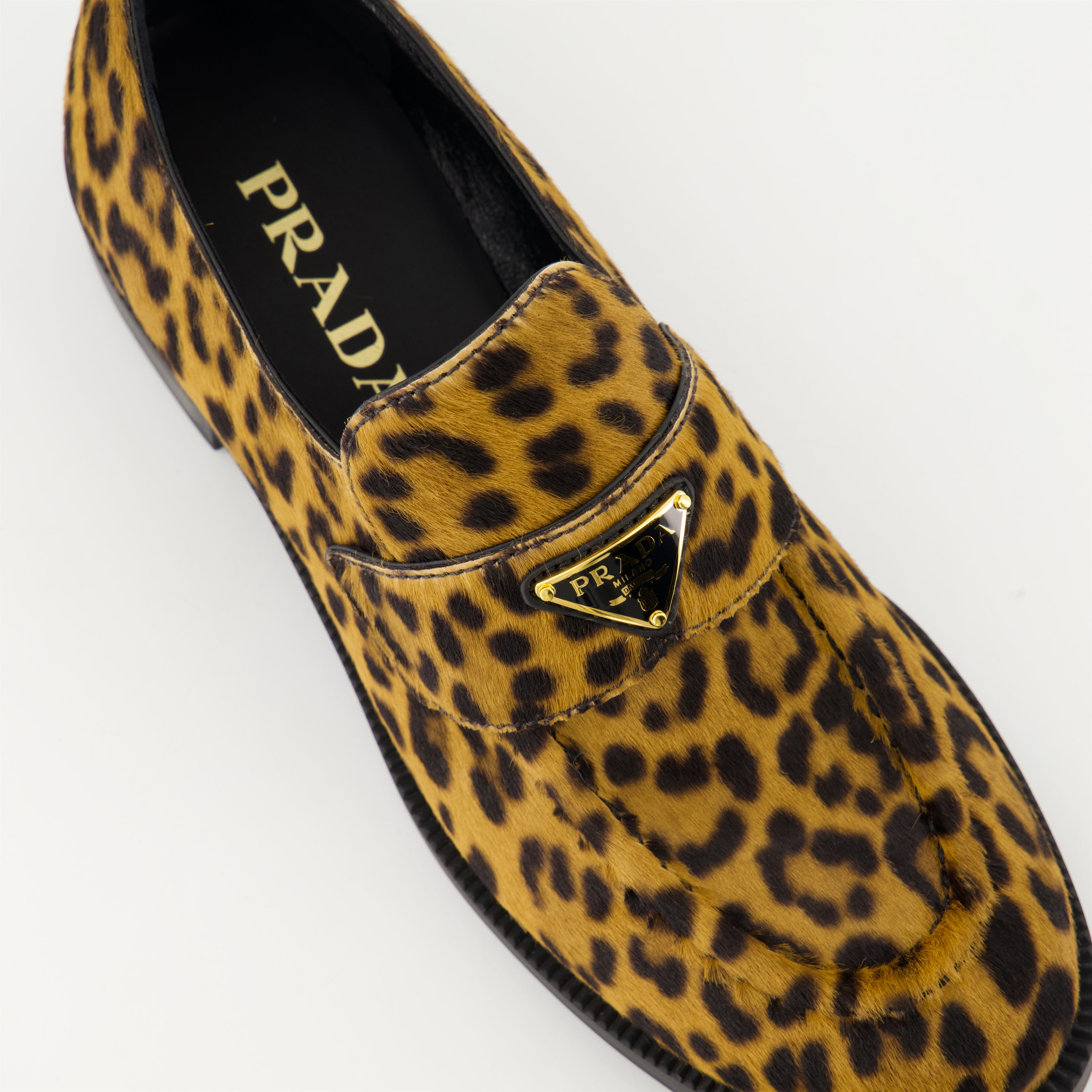 Mocassins Mocassins en velours léopard Prada Marron Femme