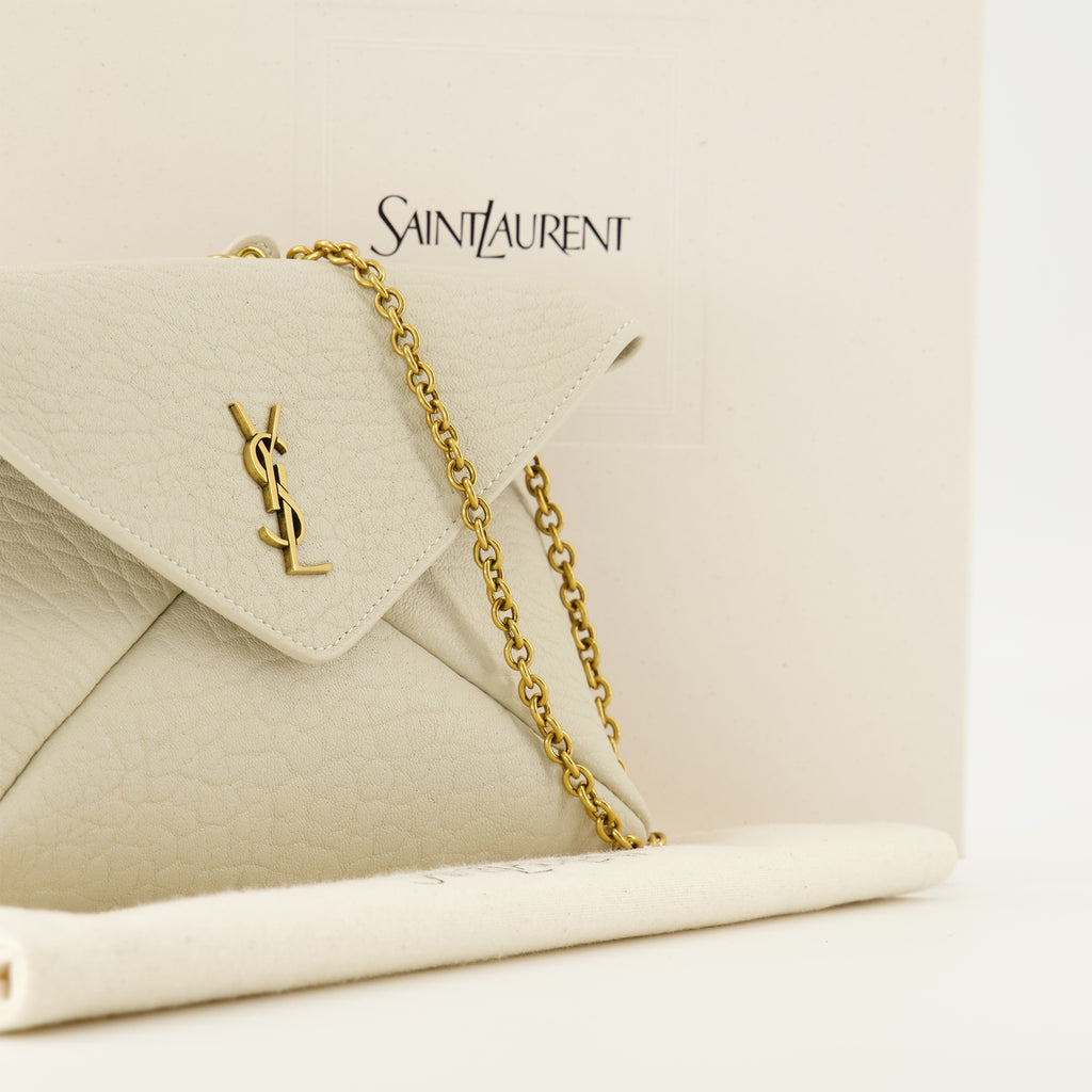 Sacs bandoulière Cassandre Chain Pouch Saint Laurent Beige Femme