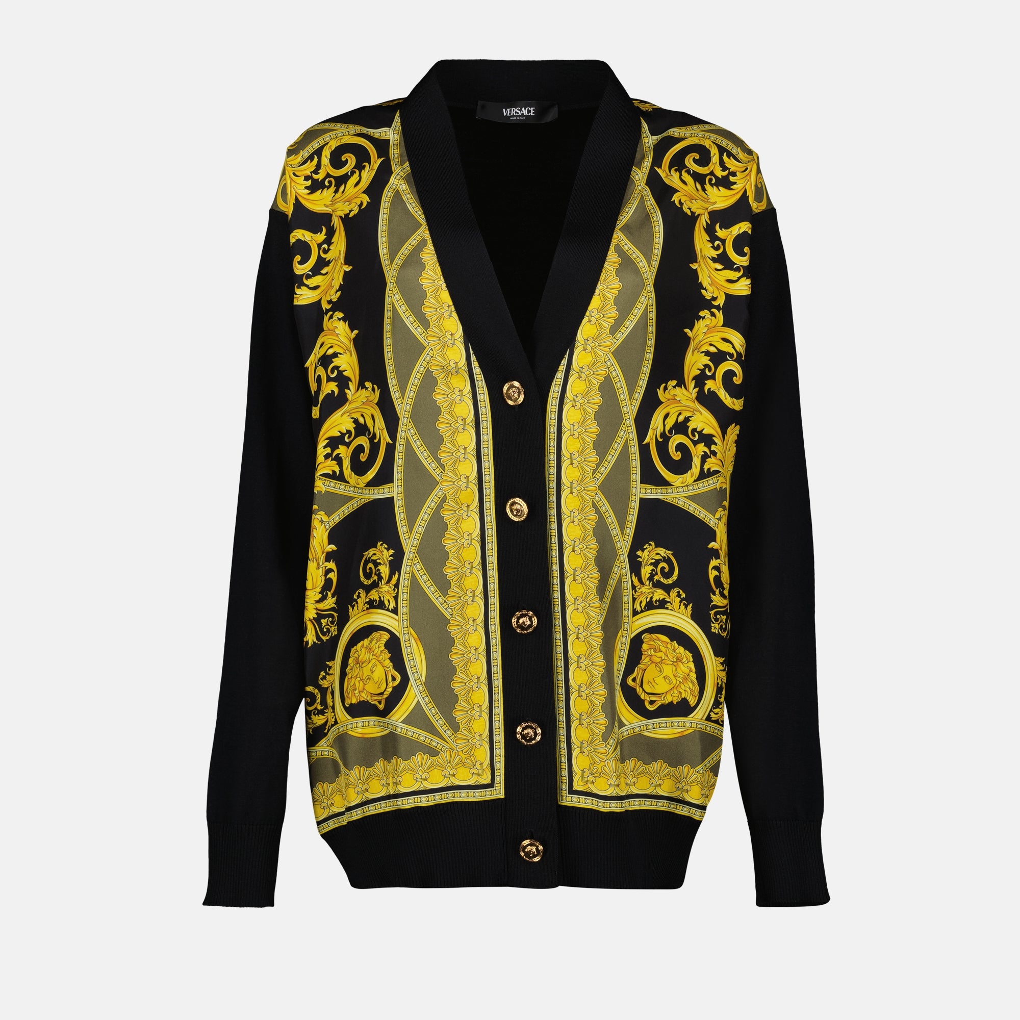 Maille Cardigan Barocco Coupe des Dieux Versace Jaune Femme